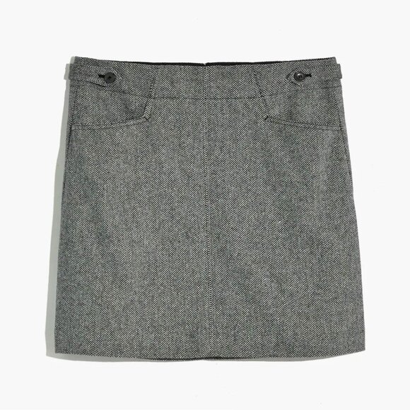 New Madewell Wool Blend Herringbone Assembly Mini Skirt Gray 4, S - Picture 3 of 9
